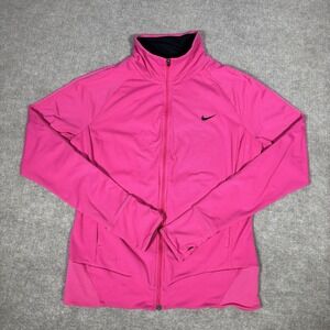Vintage Nike Track Jacket Womens M Full Zip Pink NikeFit Dry Running Warm Up Y2K